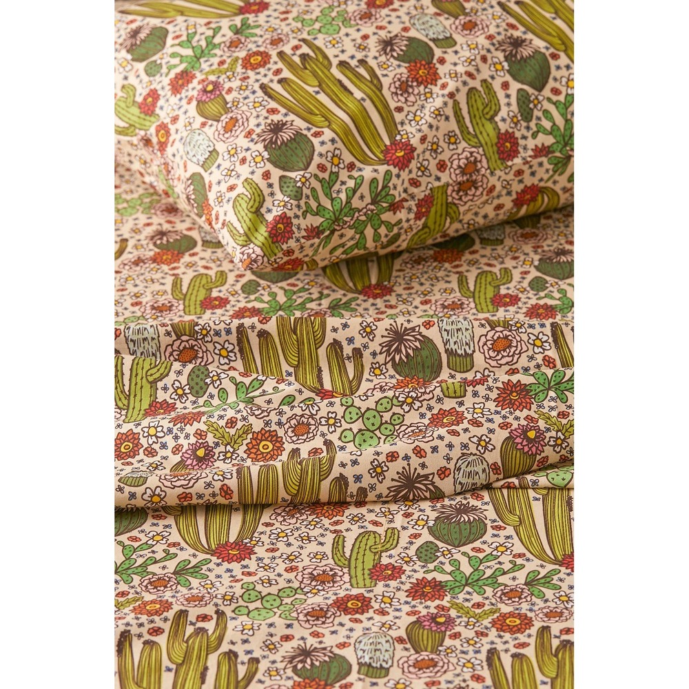 UO Home Urban Outfitters Full Size Cactus Floral 100% Cotton Sheet Set Boho